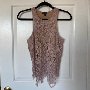 Lace Pink Tank with Nude Lining - Beautiful Detail
